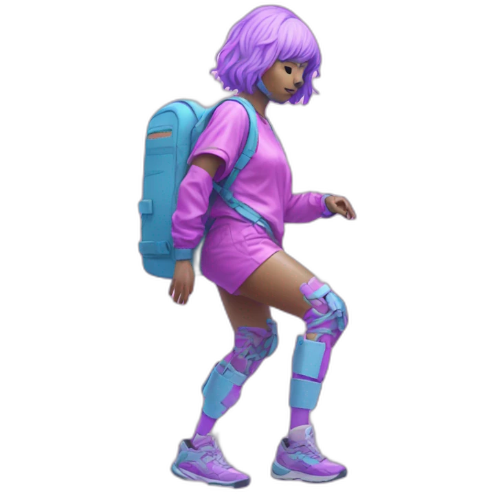 Vaporwave person with prosthetic leg  emoji