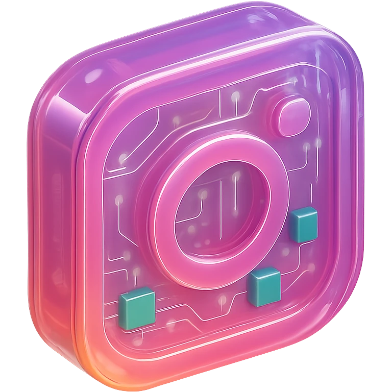 Instagram logo, 3D glossy style, realistic lighting emoji