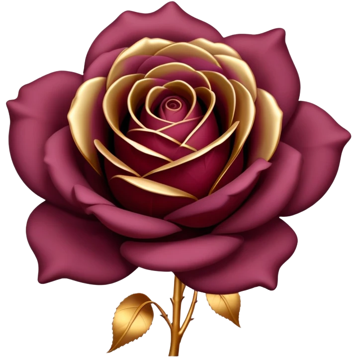 A dark Mauve red romantic Rose with gold petals sticking out emoji