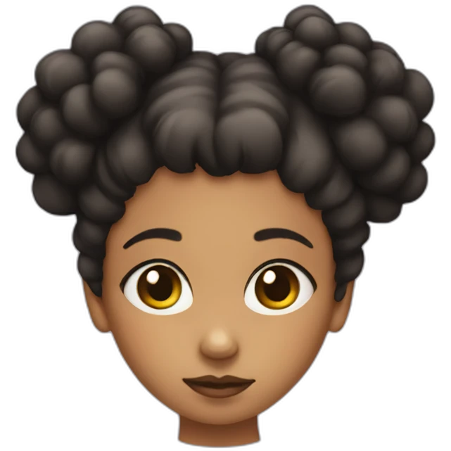 girl with 2 afro puffs and with a frown emoji