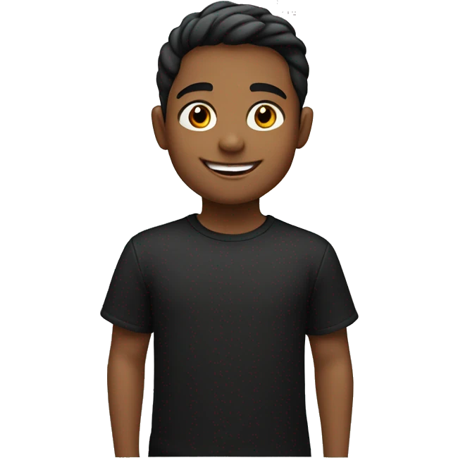 smiling boy in black shirt emoji