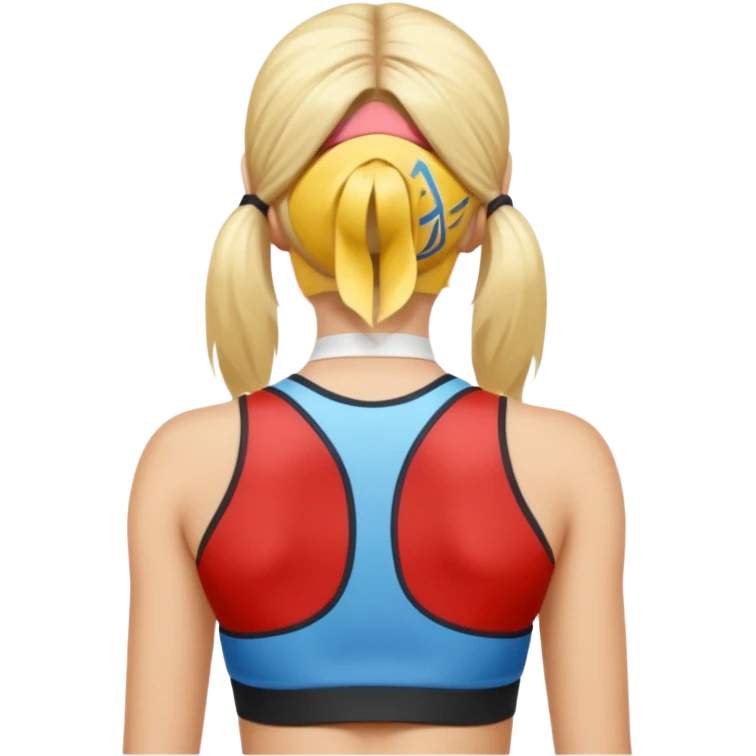 sporty blonde woman cartoon emoji style back view emoji