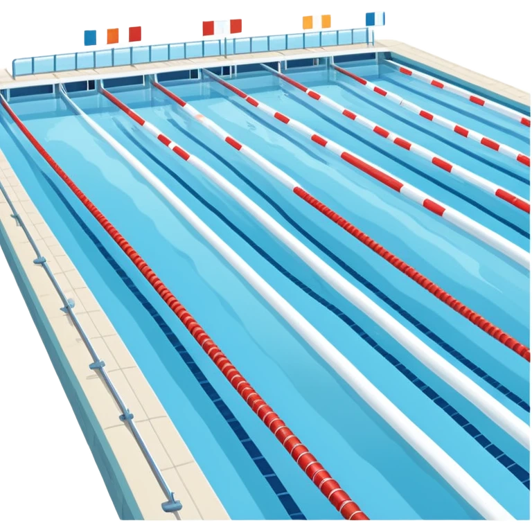 An icon featuring an Olympic swimming pool with multiple lanes and swimmers racing side by side. Splashes and lane dividers highlight the competition atmosphere. Transparent background emphasizes the energy, speed, and intensity of professional swimming events. emoji