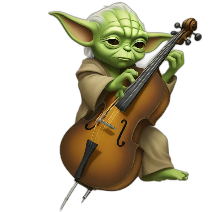 Yoda playing upright bass emoji