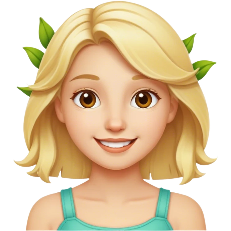 Happy blonde girl in spring ￼ emoji