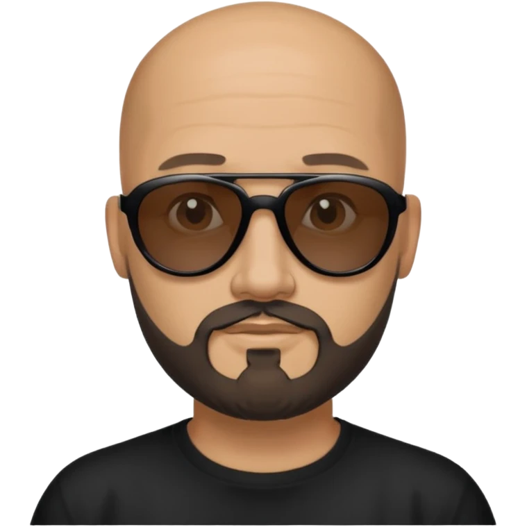 Bald man, wearing black fashion sunglasses, goatee beard emoji