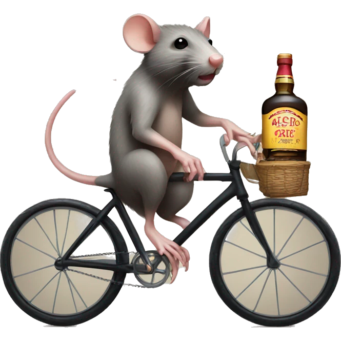 rat with abs and a bicycle holds whiskey emoji