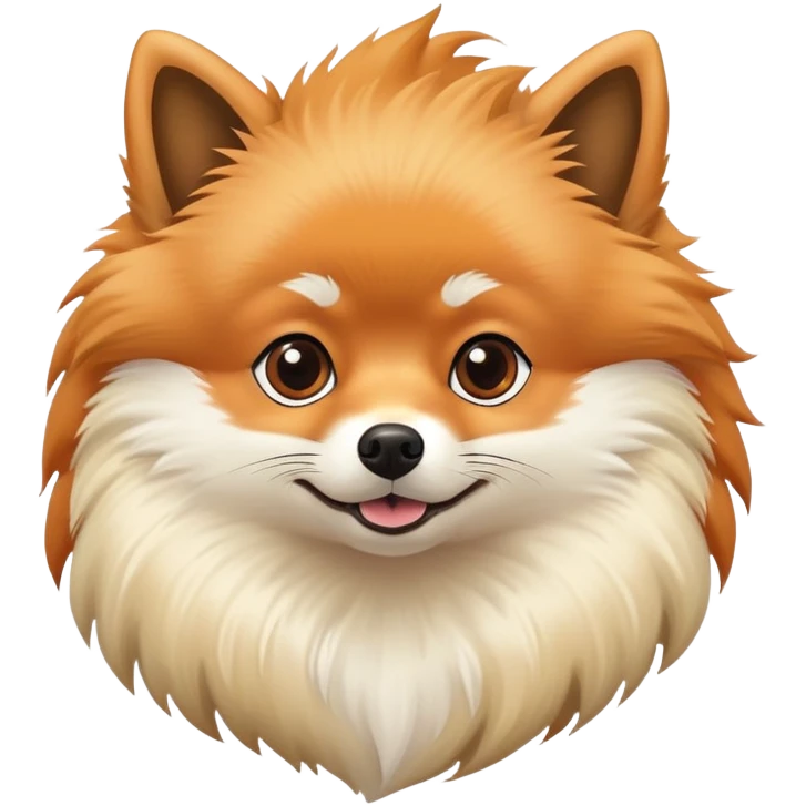 fluffy Pomeranian dog with pointy ears, fox-like face, and plumed tail emoji