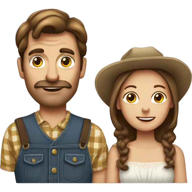 Two brown haired hillbillies married with their 4 kids emoji