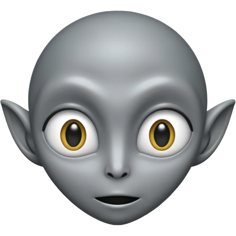 Grey alien head, almond eyes completely black, eyes fully black, no white, slanted, pale grey skin, cartoon emoji, no background

 emoji