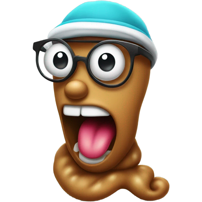 poop drooling wearing glasses and cap emoji