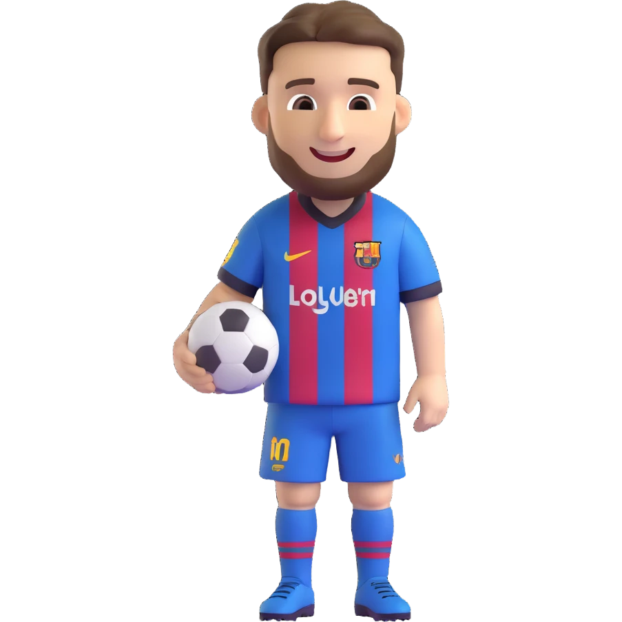 Lionel Messi as an emoji, football jersey, short hair, smiling emoji