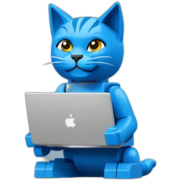 Lego blue cat with laptop emoji