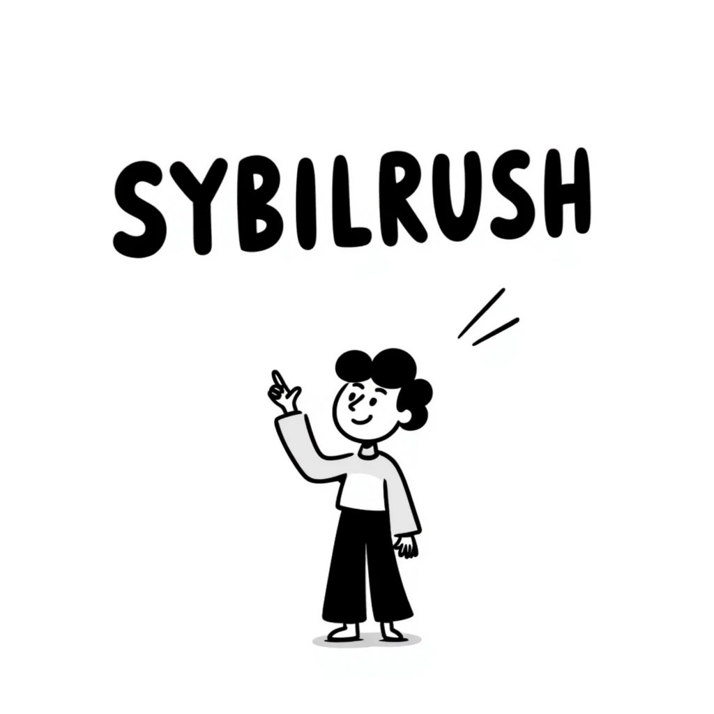 The word "SYBILRUSH" written in bold letters emoji