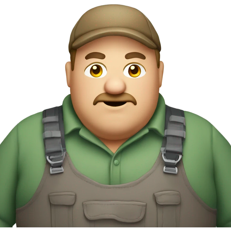 Grumpy fat man wearing waders  emoji