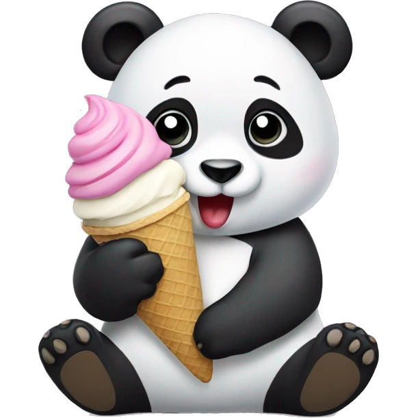 Panda eating ice cream emoji