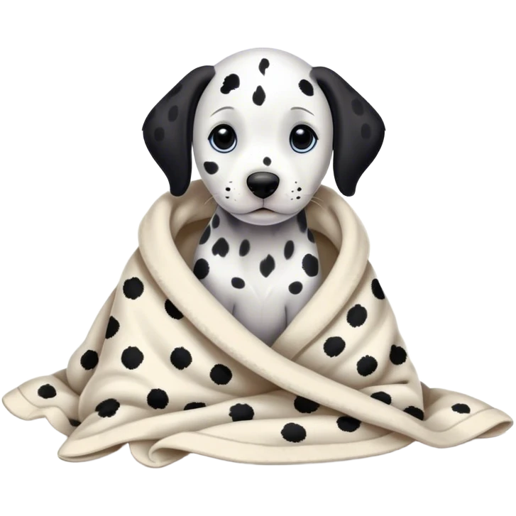dalmatian puppy cozy in a blanket emoji