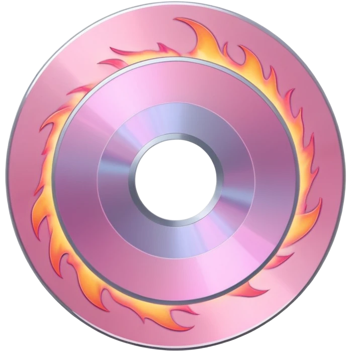 A minimalist CD disc with subtle pink flames, glowing effect, variation 1 emoji