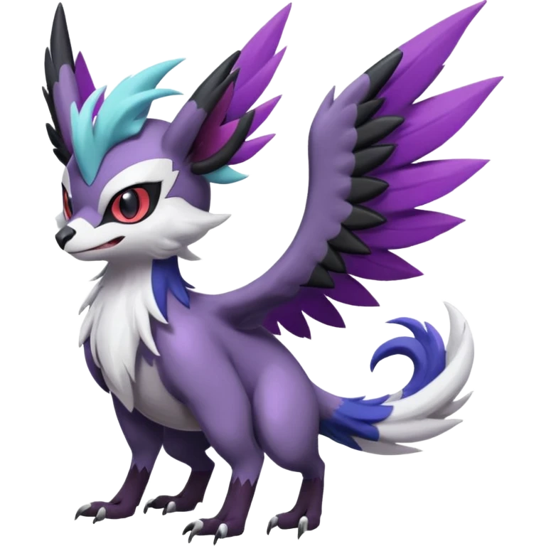 Cute Noibat-Noivern-Mightyena-Silvally-Fakémon-hybrid-creature (full body)  emoji