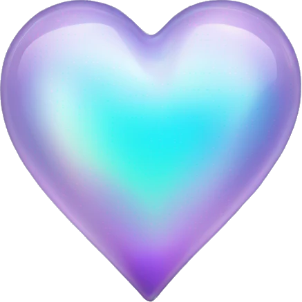 pastel lilac and cyan iridescent glass heart emoji