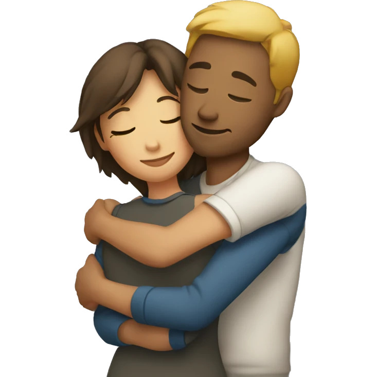 Woman hugging a man emoji