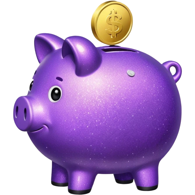 money in a glitter purple piggy bank emoji