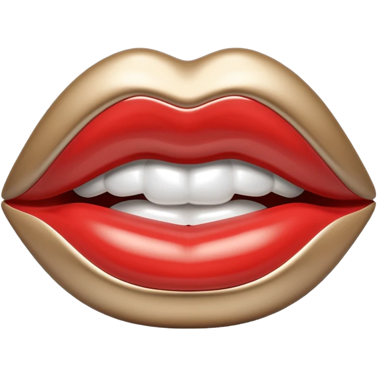 female lips emoji, smooth liquid metal chrome surface, sensual sculpted shape, high-gloss reflections, monochrome futuristic 3D style, isolated on white emoji