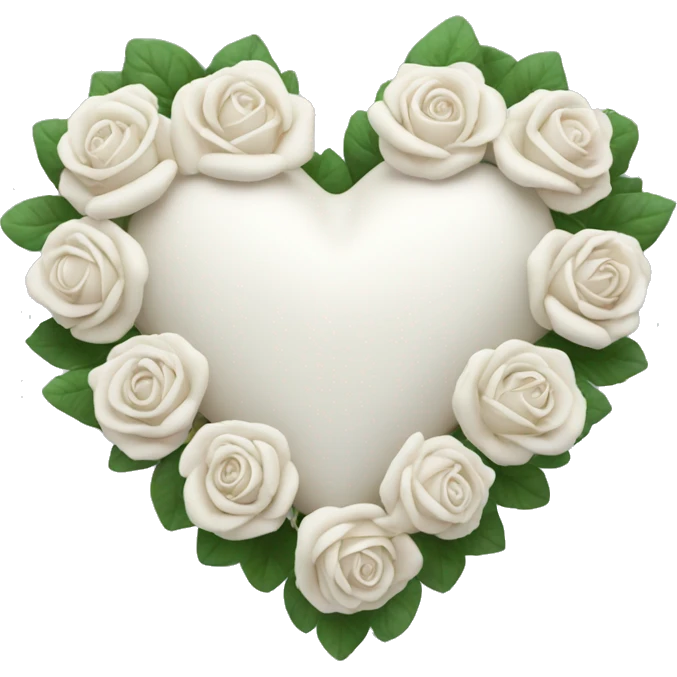 white heart with a couple of roses around the curve emoji