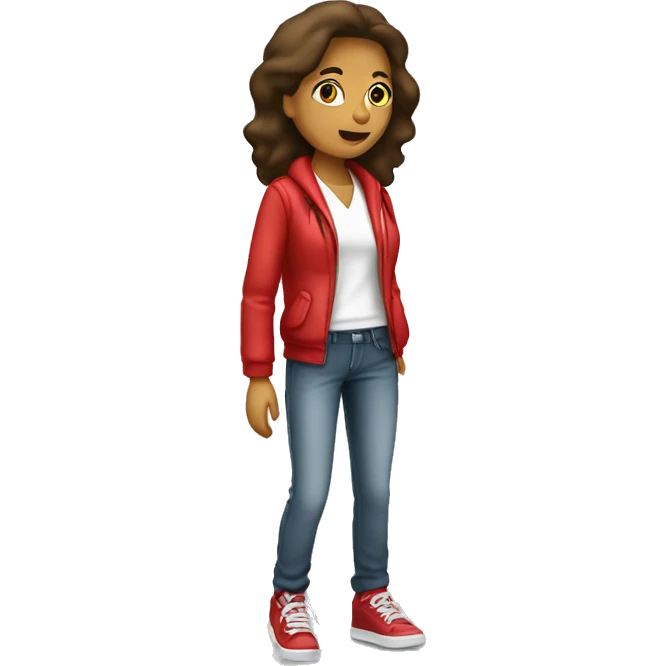 chica esquiando con pantalones rojos y chaqueta blanca emoji