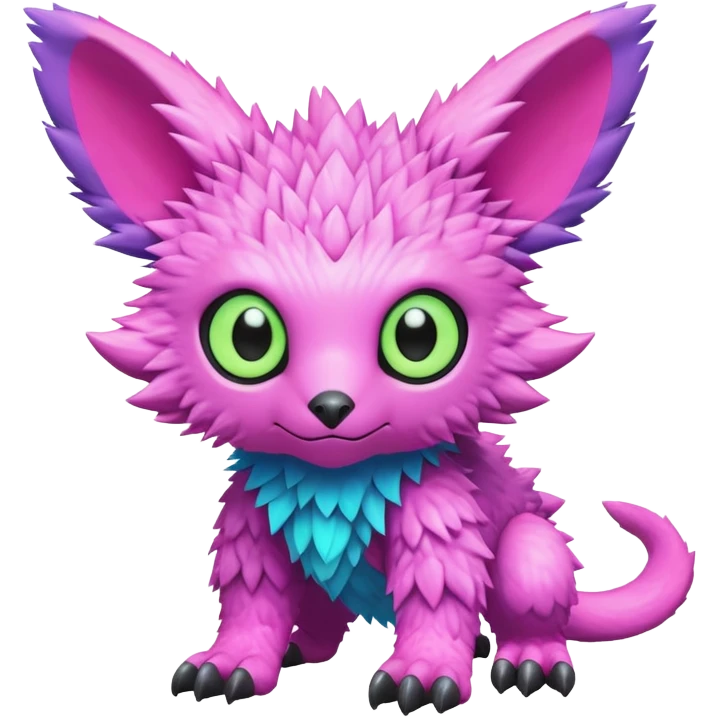  Bright lush cozy warm-colored colorful neon-colored cyber-Fakémon-Digimon-Trico-creature emoji