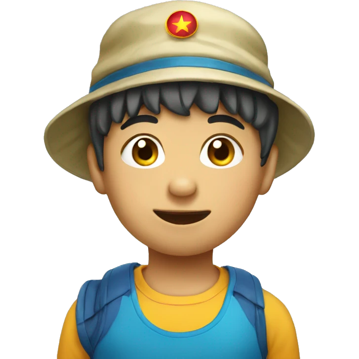 Vietnam boy wearing funny hat and sport costume  emoji
