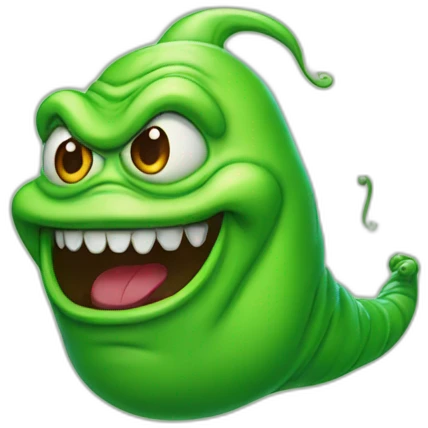 Slimer wearing a wig emoji