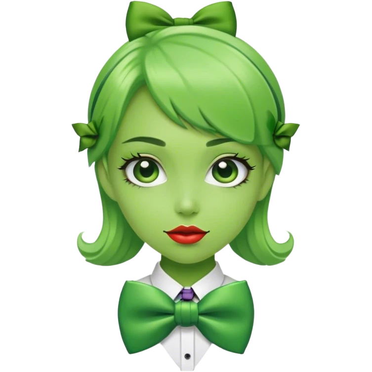 green girl with bow tai emoji