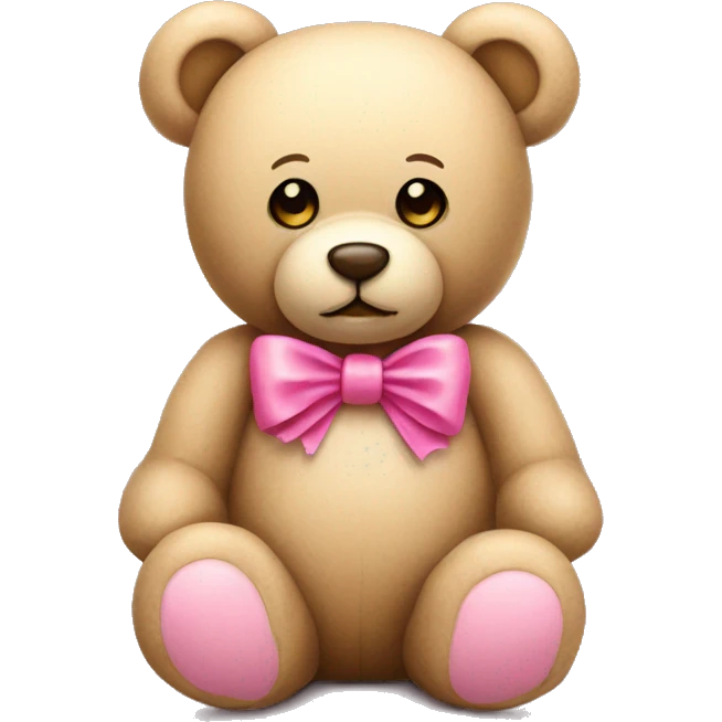 beige teddy bear with pink bow emoji