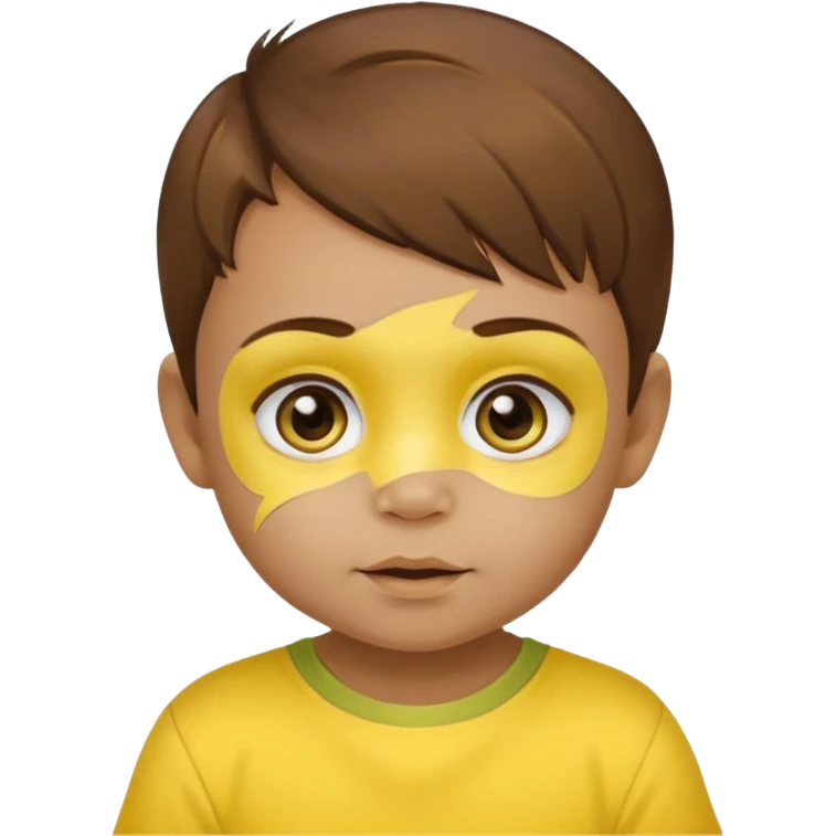 brown hair baby with yellow face paint and yellow shirt emoji
