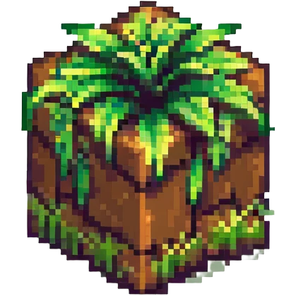 Minecraft grass block, square shape, brown and green, smooth emoji