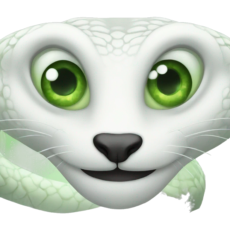 White snake with green eyes emoji