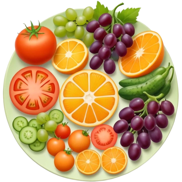four sections of a plate with different fruits and vegetables emoji