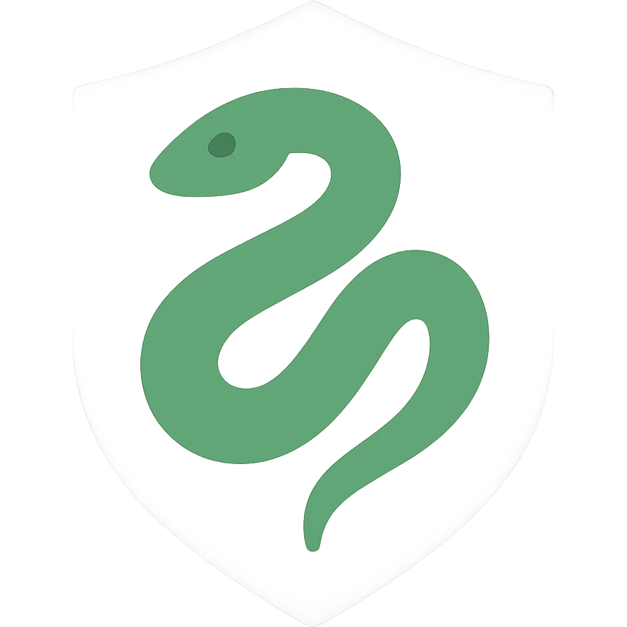 Minimalist Slytherin house icon, serpent, green and silver color scheme emoji