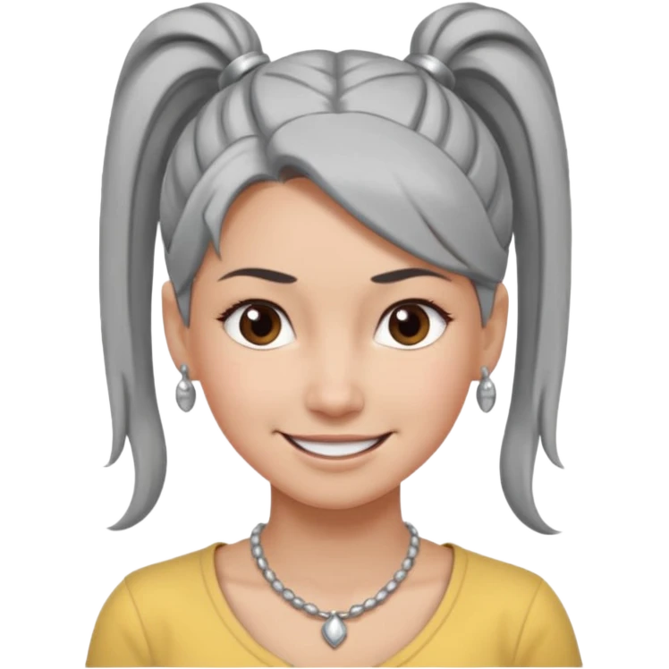 Female with Silver Necklace, grey skin,ponytail hair, different expressions. emoji