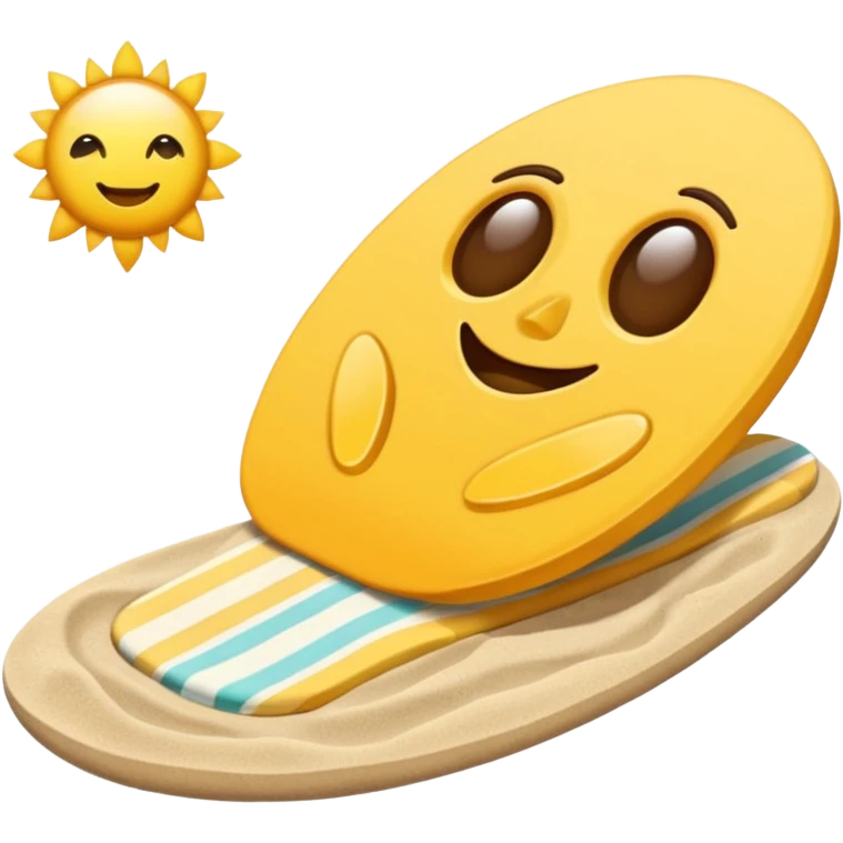 crie uma praia com guarda-sol, tanga na areia e chinelo ao lado emoji
