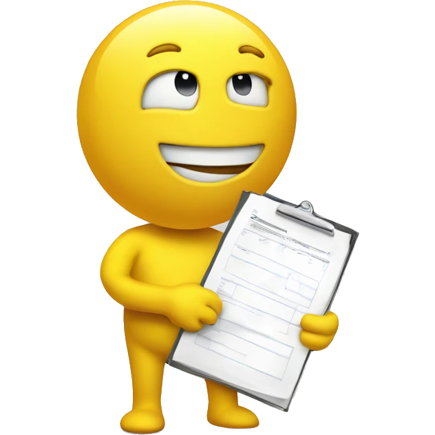 yellow ball guy holding a checklist emoji