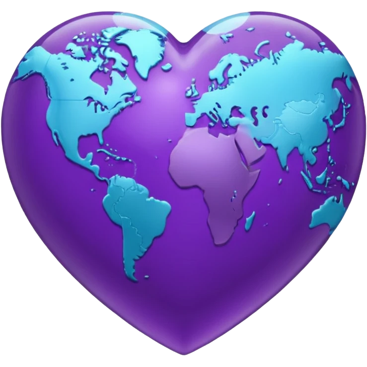 purple heart with a globe emoji