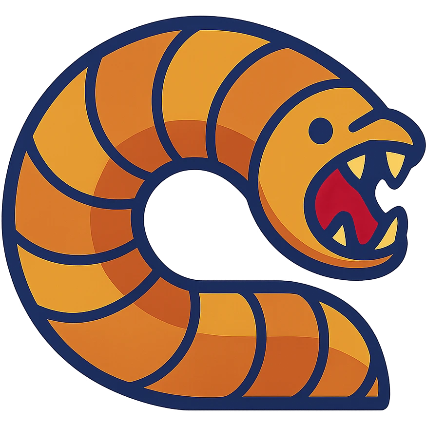 a sandworm body emoji, stylized and designed to tile seamlessly with itself on both sides, forming a continuous worm body, vibrant toon style emoji
