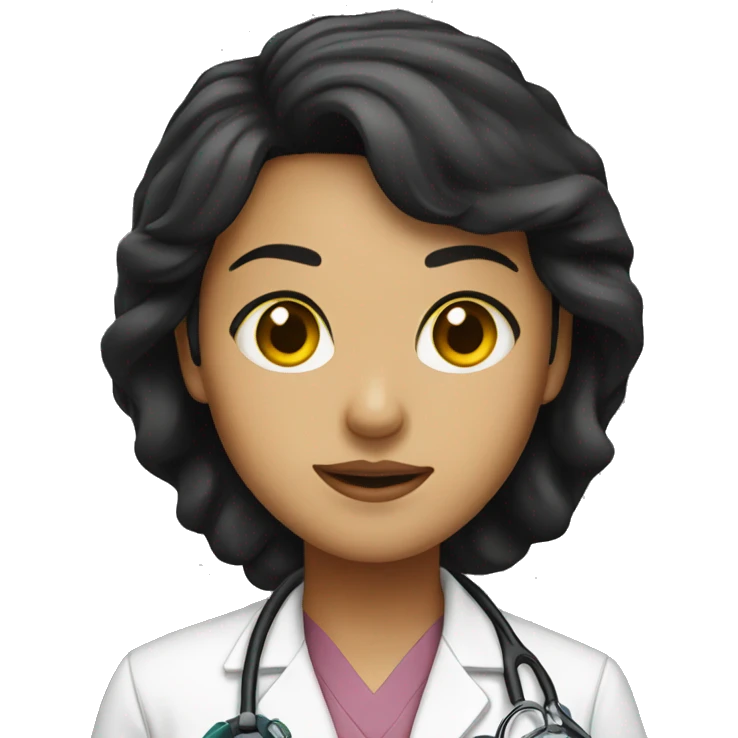 doctor, girl, brown eyes, yellow skin, black hair emoji