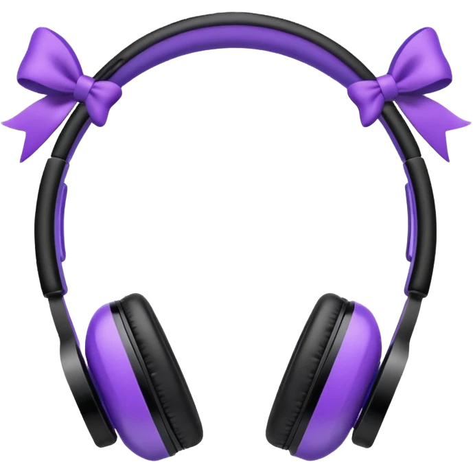 apple air max headphoness with bow on the right side black and purple  emoji