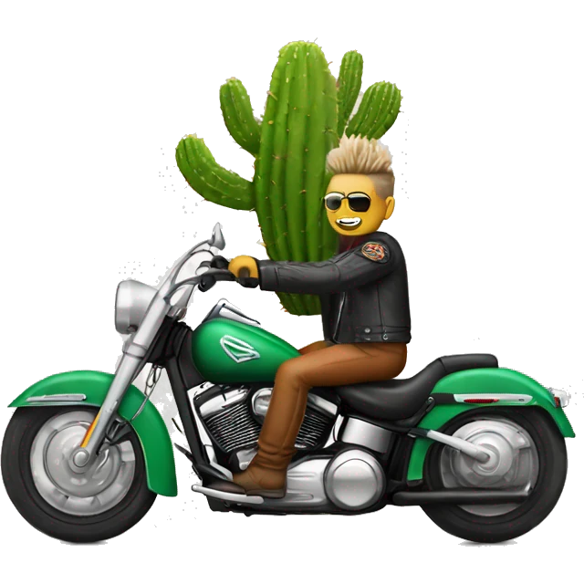 Cactus riding a Harley Davidson emoji