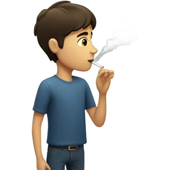 brunette boy smoking outside emoji