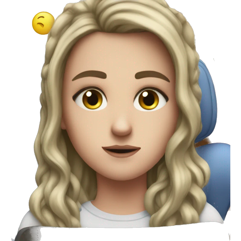 white girl thinking about life on a big gaming chair  emoji