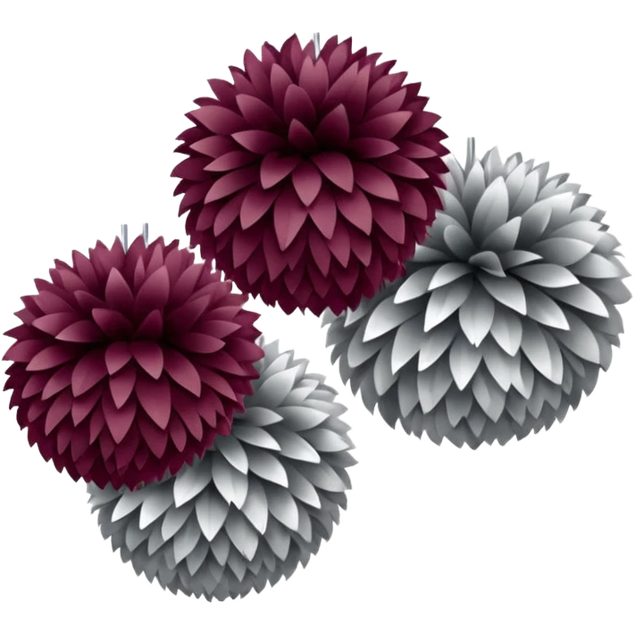 2 Maroon, and silver cheer poms emoji